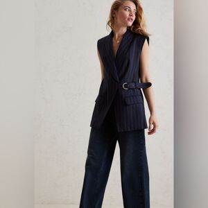 Anthropologie Striped Side-Buckle Vest